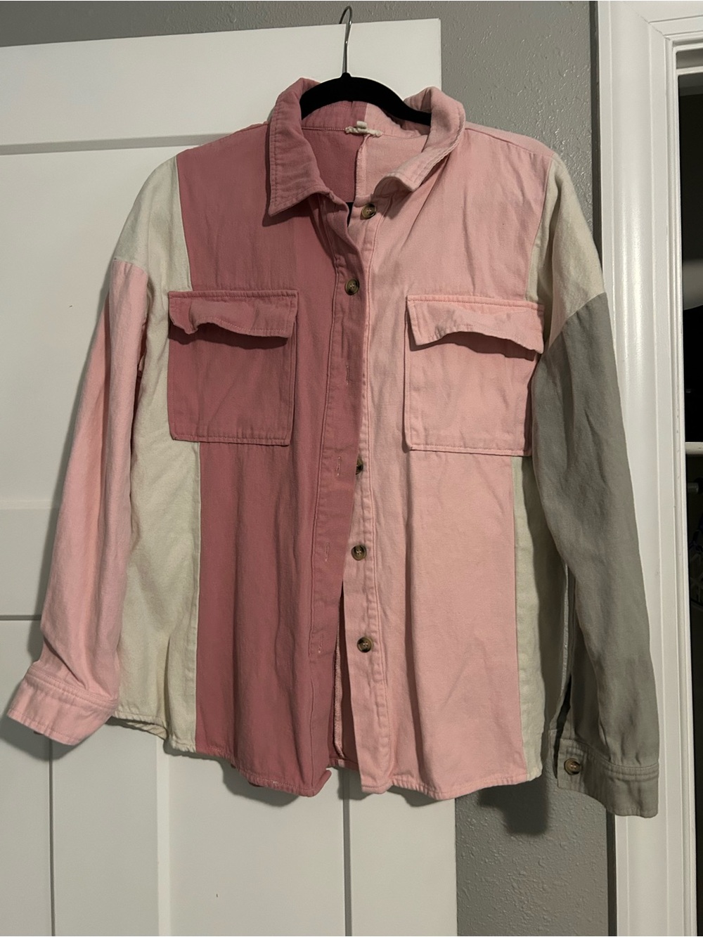 JODIFL Pink Colorblock Denim Jacket